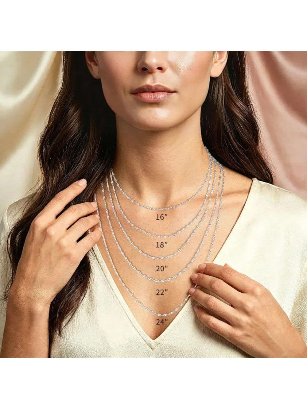 925 Sterling Silver Women's Necklace - Adjustable 16-24 Inches, Elegant Jewelry